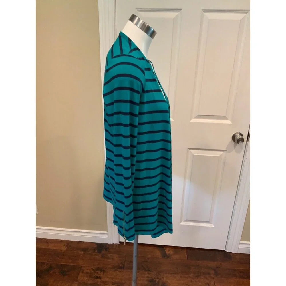 Michael Kors Teal & Blue Striped Cardigan Sweater, Size Medium, NWT!